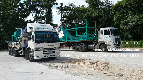 เครื่องบรรจุสินค้าพิกัด 25 กิโลกรัม พร้อมชุดสายพานลำเลียง และชุดเย็บกระสอบ