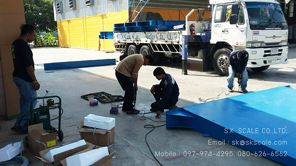 เครื่องชั่งรถบรรทุกแบบแท่นลอยพื้นเหล็ก ขนาด 3 x 9 เมตร